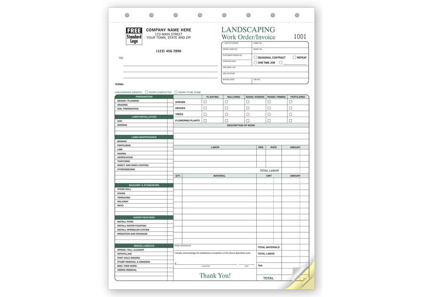 Product image for Landscape Work Order - Work Orders - Item# 6570