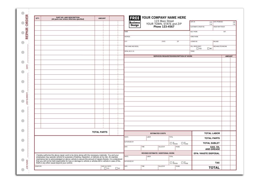 Business Forms - Repair Orders - 6583A by Deluxe