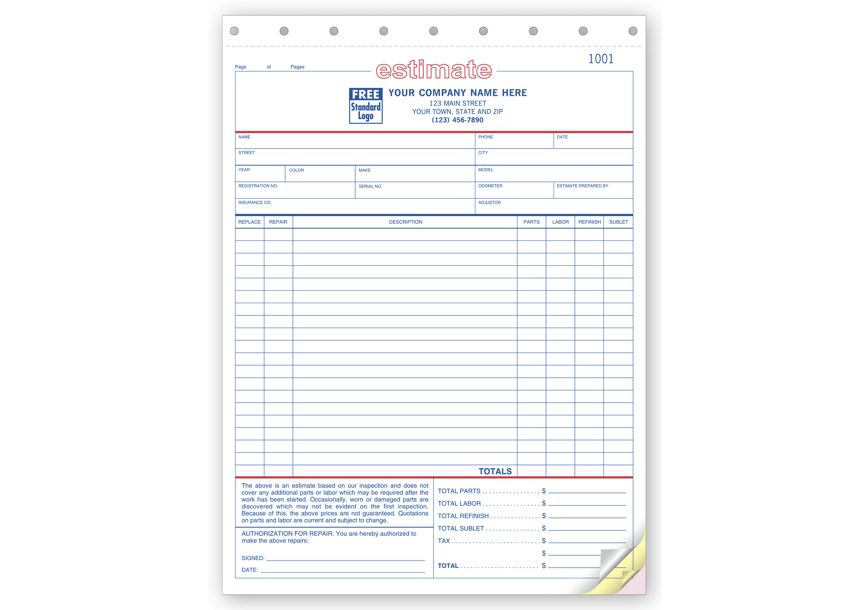 Product image for Auto Repair Estimates - Large Carbonless - Item# 660