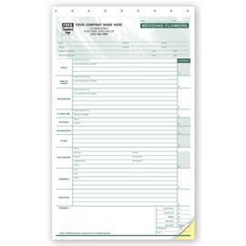 675T-Wedding Flower Order Forms - Floral Arrangement Grid on Back675T