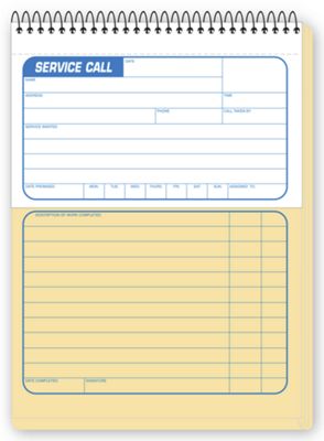 Service Books - Service Call Slip - Service Order Book - 7 By Deluxe