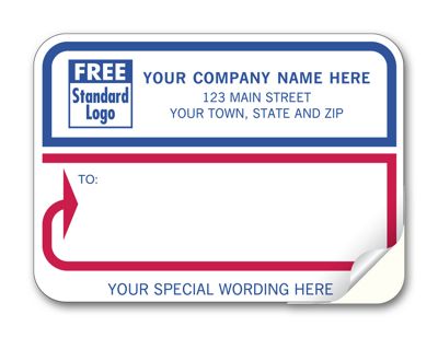 Business Labels - Padded White with Blue & Red Borders Mailing Labels ...