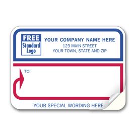 74-Mailing Labels, Padded, White with Blue & Red Borders74
