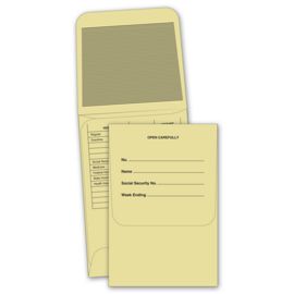 750-Manila Payroll Envelope 3 1/8 X 4 5/8, Gummed Seal750