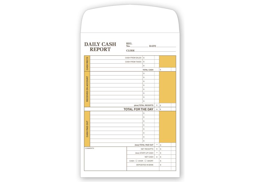 Product image for Daily Cash Report Envelope - Item# 757