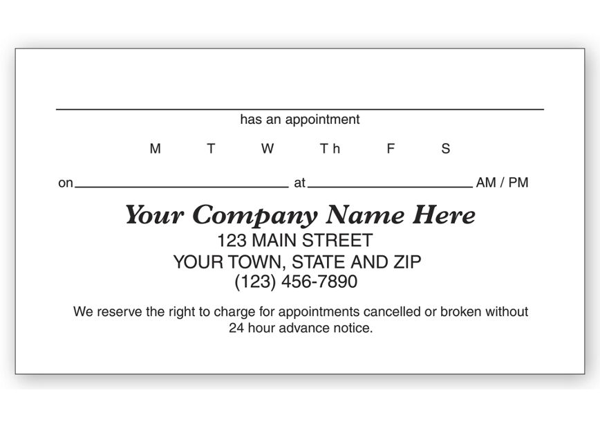 Product image for Appointment Business Card, 1 Sided, Vellum Stock - Item# 77015