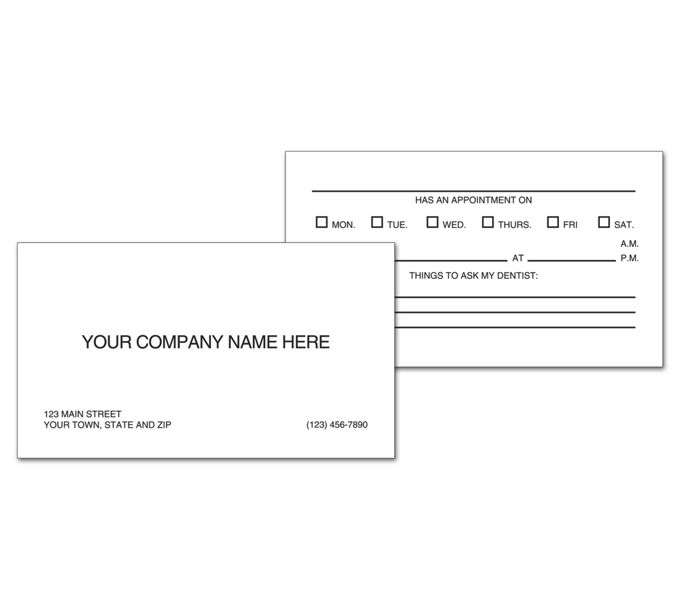 Appointment Cards - Pastel Velum Stock Two Sided Appointment Business ...