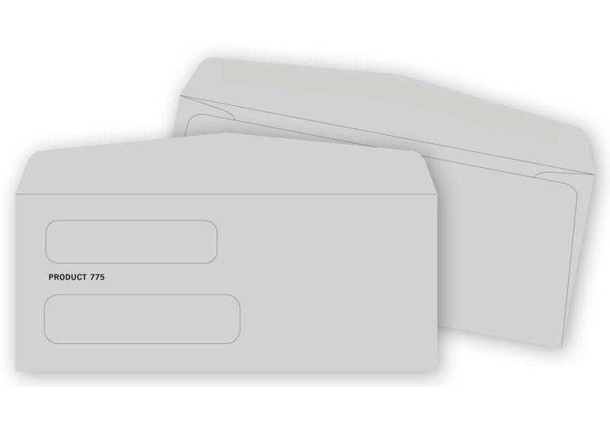 Product image for Double Window Envelope 8 5/8 X 3 5/8, Gummed Seal - Item# 775
