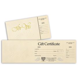 838-Gift Certificates - Ivory Foil Embossed Gift Certificate838