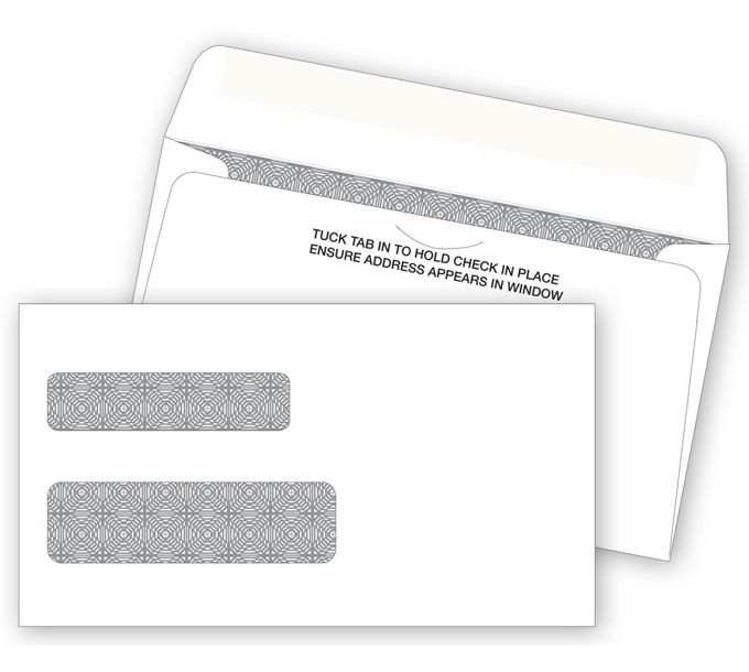 Business Envelopes - Custom Printed Double Window Envelope 6 3/16 x 3 3/4 -  91567 by Deluxe