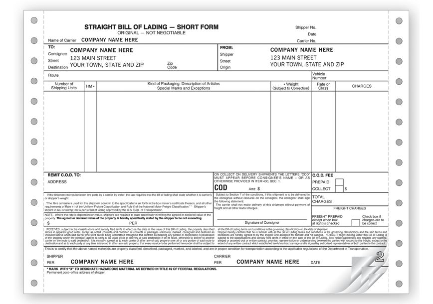 Product image for Bills of Lading, Continuous - Item# 9252