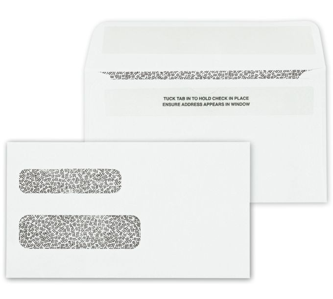 Business Envelopes - Double Window Envelope Self Seal 6 3/16 x 3 9/16 ...