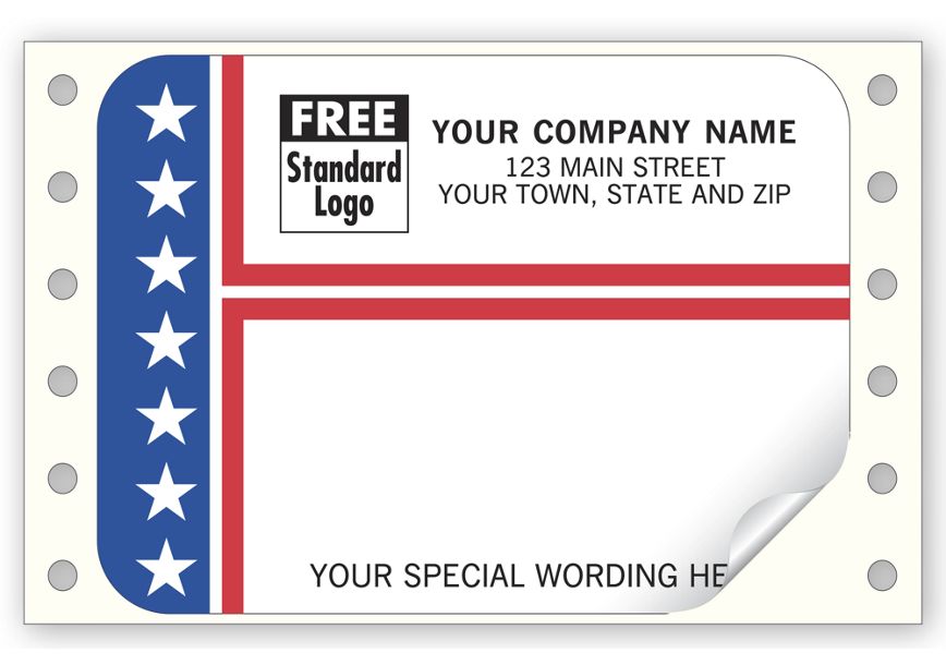 Product image for Patriotic Mailing Labels, Continuous, Stripes & Stars - Item# 9365