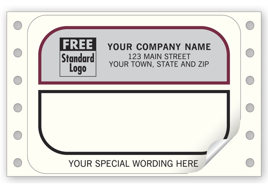 Product image for Mailing Labels, Continuous, White w/ Gray Return Area - Item# 9374