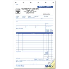 AUT0307-Service Order, Carbonless, Small FormatAUT0307