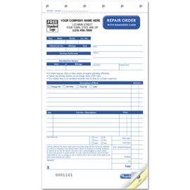 AUT0649-Repair Order with Reminder Card, Carbonless, CompactAUT0649