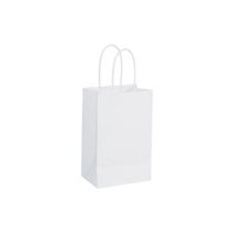 Recycled White Kraft Paper Shoppers, 5 1/4x3 1/2x8 1/4"
