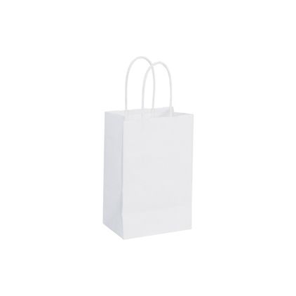 Recycled White Kraft Paper Shoppers, 5 1/4x3 1/2x8 1/4"