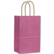 Hot Pink Color-on-White Kraft Shoppers, 5 1/4x3 1/2x8 1/4"