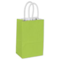 Lime Color-on-White Kraft Shoppers, 5 1/4 x 3 1/2 x 8 1/4"