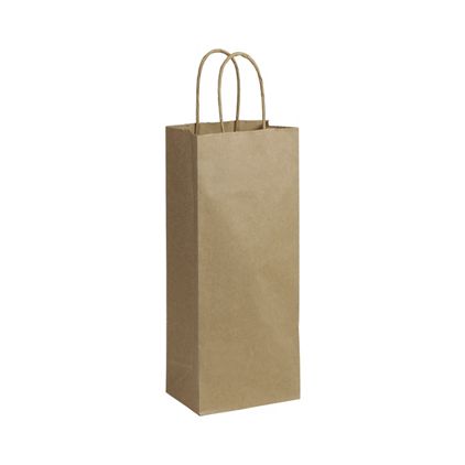Recycled Kraft Paper Shoppers Wine, 5 1/4 x 3 1/2 x 13"