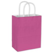 Hot Pink Color-on-White Kraft Shoppers 8 1/4x4 3/4x10 1/2"
