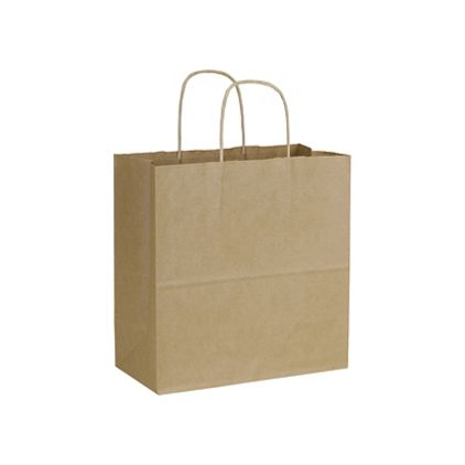 Recycled Kraft Paper Shoppers Emerald, 10 x 5 x 10 1/2"