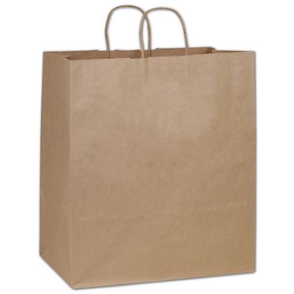 Recycled Kraft Paper Shoppers Take Home, 14 x 10 x 15 1/2"