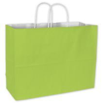 Lime Color-on-White Kraft Shoppers, 16 x 6 x 12 1/2"