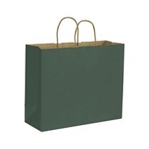 Forest Green Color-on-Kraft Shoppers, 16 x 6 x 12 1/2"
