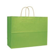Apple Green Varnish Stripe Shoppers, 16 x 6 x 12 1/2"