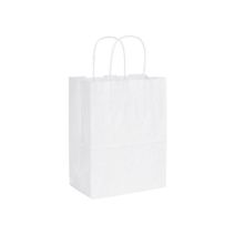 Recycled White Kraft Paper Shoppers, 8 1/4x4 3/4x10 1/2"
