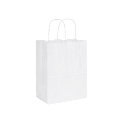 Recycled White Kraft Paper Shoppers, 8 1/4x4 3/4x10 1/2"