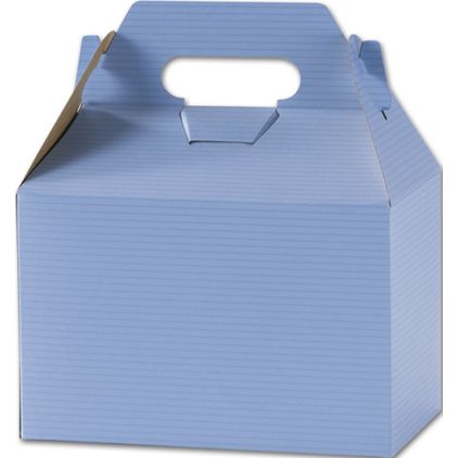French Blue Varnish Striped Gable Boxes, 8 x 4 7/8 x 5 1/4