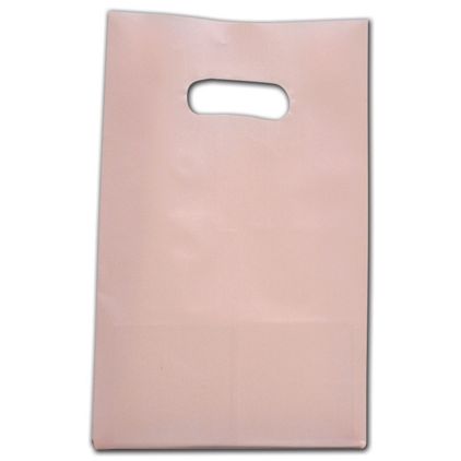 Light Pink Frosted Die-Cut Shoppers, 7 x 3 1/2 x 10 1/2"