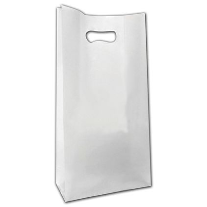 Clear Frosted Poly Die-Cut Shoppers, 7 3/4 x 3 1/2 x 15"