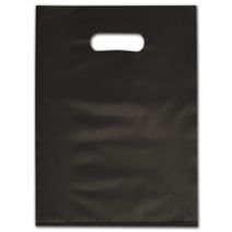 Black Frosted Die-Cut Merchandise Bags, 9 x 12"