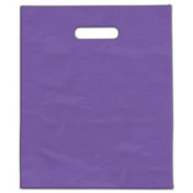 Purple Frosted Die-Cut Merchandise Bags, 9 x 12"