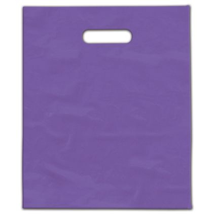 Purple Frosted Die-Cut Merchandise Bags, 9 x 12"