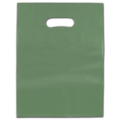 Sage Frosted Die-Cut Merchandise Bags, 9 x 12"