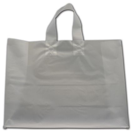Clear Frosted Economy Flex-Loop Shoppers, 16 x 6 x 12"