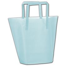 Aqua Frosted High-Density Trapezoid Shoppers, 13x10"+3" BG