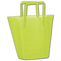 Lime Frosted High-Density Trapezoid Shoppers, 13x10"+3" BG