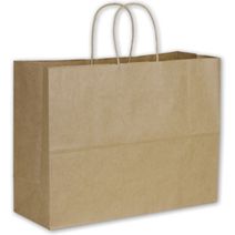 Recycled Kraft Paper Shoppers Vogue, 16 x 6 x 12 1/2"