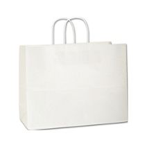 Recycled White Kraft Paper Shoppers Vogue, 16 x 6 x 12 1/2
