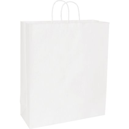 Recycled White Kraft Paper Shoppers Queen, 16 x 6 x 19"