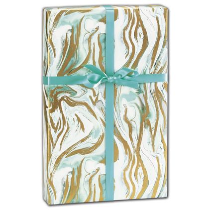 Marbleized Mint Gift Wrap, 30" x 417'