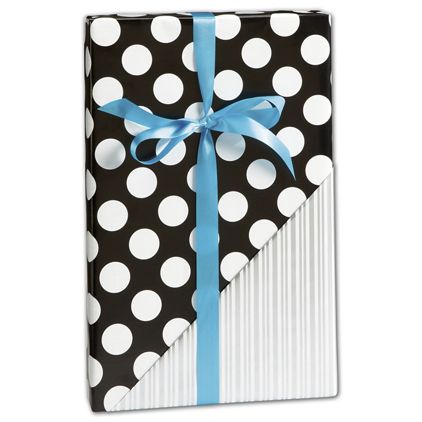 Black & Silver Reversible Gift Wrap, 30" x 208'