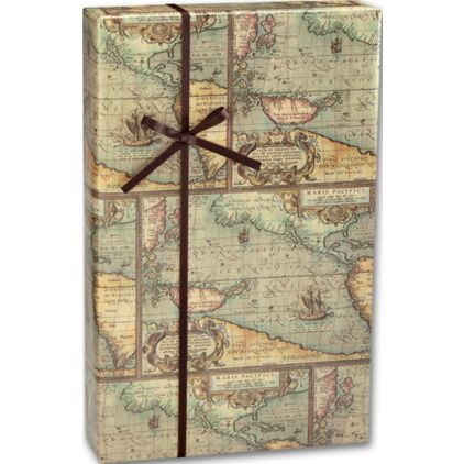 World Map Gift Wrap, 24" x 100'