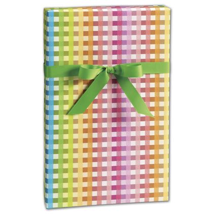 Rainbow Gingham Gift Wrap, 24" x 100'